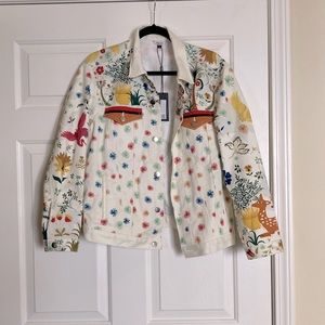 The Kit Boyfriend White Denim Jacket Multicolored